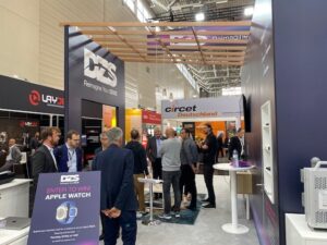 ANGACOM 2023 attendees visit the DZS booth in Germany.